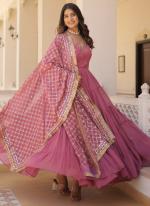 Faux Georgette Onion Party Wear Embroidery Work Readymade Gown With Dupatta